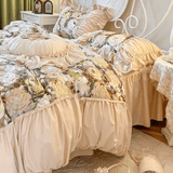 Xpoko Vintage Rose Princess Cotton Bedding Set