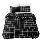 Xpoko White on Black Grid Bedding Set