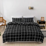 Xpoko White on Black Grid Bedding Set