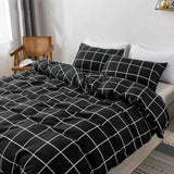 Xpoko White on Black Grid Bedding Set