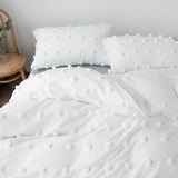 Xpoko White Pom Pom Bedding Set