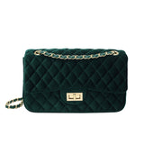 Xpoko Fashion Bags Solid Color Velvet Quilted Bag