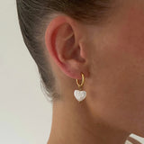 Xpoko 2024 New Fashion Woman Style Earring ElegantHeart Pearl Hoops