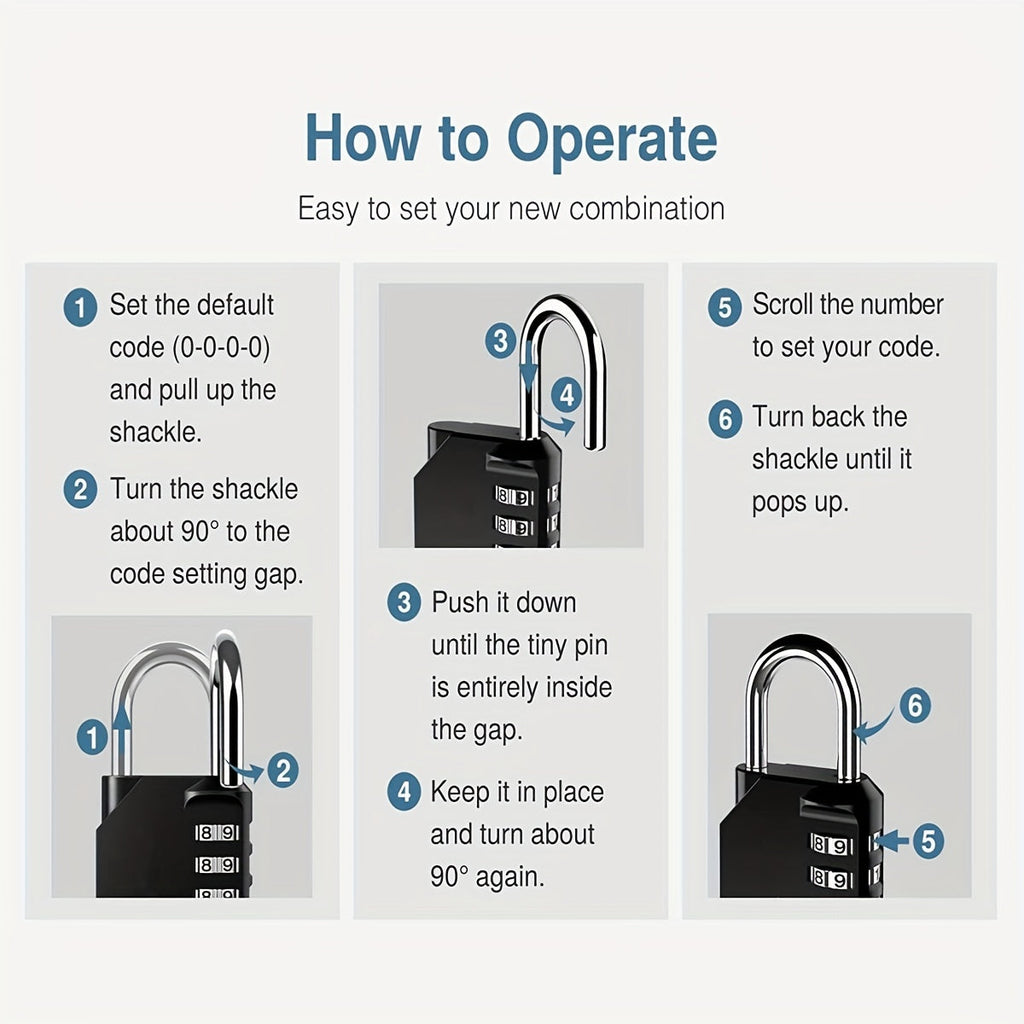 Xpoko 1pc Password Lock Combination Lock 4 Digit Outdoor Waterproof Padlock For School Gym Locker, Sports Locker, Fence, Toolbox, Gate, Case, HASP Storage, Black