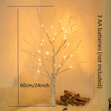 Xpoko - 24 LED Easter Twinkling Tree, Fairy Light Spirit Tree Ornaments, 23" Birch Tree Adjustable Branches 3AA&USB Powered, Tree Lamp For Party Bedroom Decor, Outdoor Activities, Christmas & Halloween Decorations, For Outdoor Camping Hiking