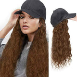 Xpoko - LightBrown Fashion Patchwork Long Curly Wig Hat