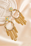 Back to school Beaded Chain Fringe Stainless Steel Earrings