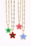 Back to school Flower Pendant Stainless Steel Necklace