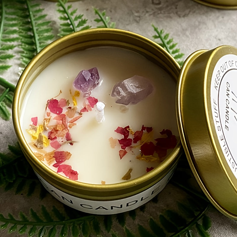 Xpoko 1pc Crystal Tinplate Aromatherapy Candle: Heal Your Mind & Body with Soybean Fragrances for Valentine's Day!