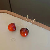 Xpoko Christmas Red Cherry Fruit Earrings Sweet Versatile Niche Ear Jewelry , Ideal choice for Gifts