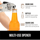 Xpoko 1pc, Can Opener, Heavy Duty Stainless Steel Smooth Edge Manual Hand Held Can Opener With Soft Touch Handle, Rust Proof Oversized Easy Turn Knob,  Large Lid Openers, Bottle Opener, Jar Opener, Kitchen Acessaries, Dorm Supplies, Restaurant Supplies