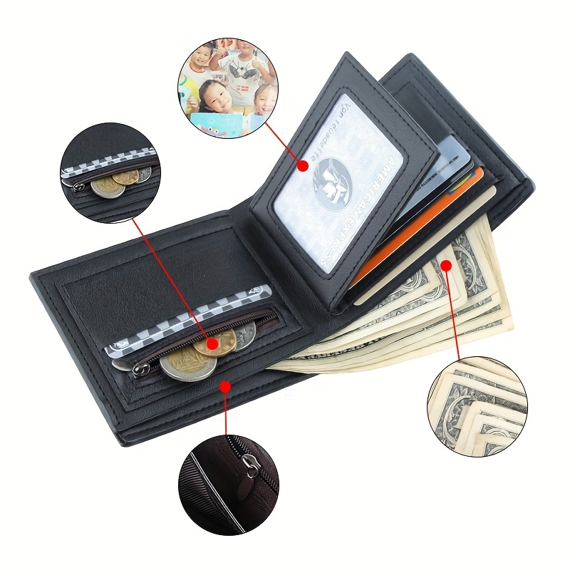 XPOKO 1pc Men's New Fashion Wallet, Large Capacity Coin Purse, Multi Card Slot Card Case With Zipper Coin Pocket Money Clip