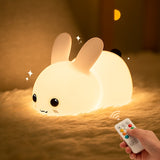 Xpoko - 1pc LED Cute Bunny Night Light, Kawaii Color Changing Super Soft Squishy Silicone Rechargeable Night Light Lamp, A Glowing Rabbit, Birthday Easter Xmas Gift, Used For Camping Party Room Decor