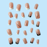 Xpoko - 24 Pcs Pink Ballet False Nails With Glue Detachable French Wearable Press On Nails Acrylic Manicure Tips