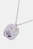 Back to school Inlaid Zircon Pendant Stainless Steel Necklace