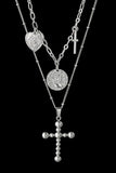 Back to school Stainless Steel Antique Coins & Cross Necklace