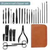Xpoko 26 Pcs Professional Nail Cutter Pedicure Scissors Set Stainless Steel Portable Manicure Nail Clipper Tool Set