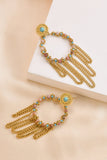 Back to school Beaded Chain Fringe Stainless Steel Earrings