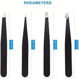 Xpoko 1pc Precision Stainless Steel Tweezers for Eyebrows and Facial Hair - Great for Splinter and Ingrown Hair Removal - Perfect for Men and Women (Black)