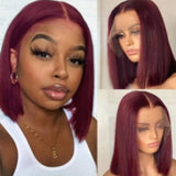 Xpoko - Burgundy Casual Daily Solid Patchwork Wigs