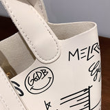 Xpoko Fashion Bags Cartoon Print Silk Scarf Bucket Bag