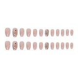 Xpoko - Press On Nails, Medium Square French False Nails With Shinny And Artificial Gem Design, Reusable Glossy Fake Nails For Women