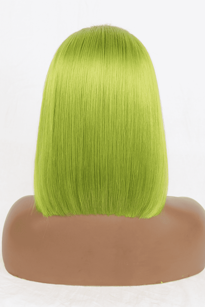 90s lob 12" 140g Lace Front Wigs Human Hair in Lime 150% Density