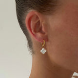 Xpoko 2024 New Fashion Woman Style Earring ElegantClover Pearl Hoops