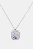 Back to school Inlaid Zircon Pendant Stainless Steel Necklace