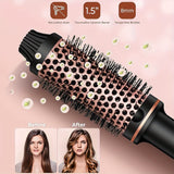 Xpoko Thermal Brush 1.5 In Heated Curling Brush Ceramic Curling Comb Volumizing Brush Curling Iron Dual Voltage Travel Curling Iron With LCD Display 10 Temperatures Heated Round Brush
