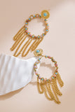 Back to school Beaded Chain Fringe Stainless Steel Earrings