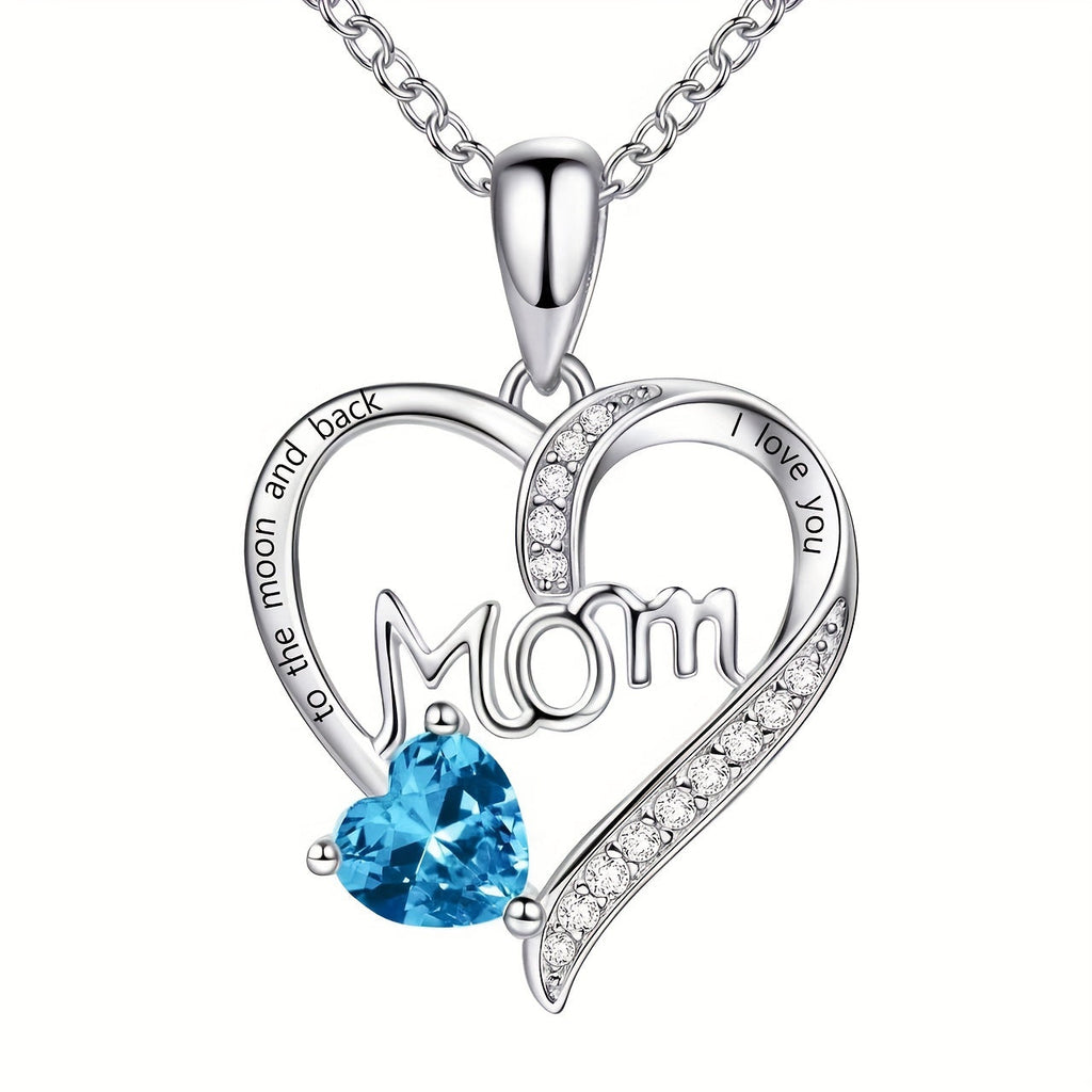 Xpoko 1pc MOM Letter Heart-shaped Pendant Necklace, Mother's Day Gift