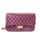 Xpoko Fashion Bags Solid Color Velvet Quilted Bag