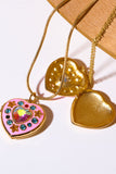 Back to school Rhinestone Decor Heart Box Pendant Necklace