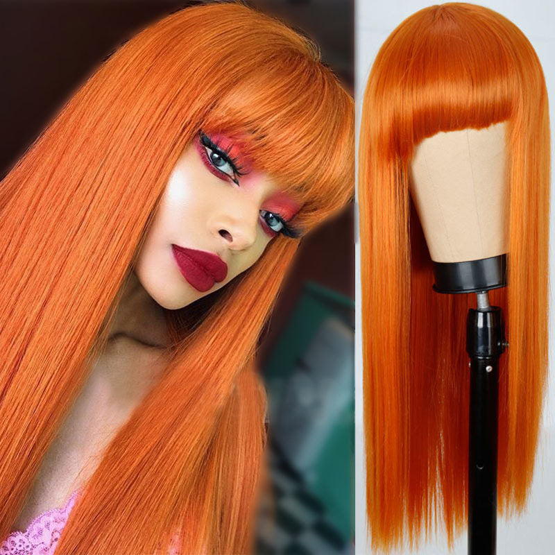 Xpoko - Orange Fashion Casual Solid Patchwork Wigs