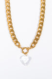 Back to school Acrylic Heart Pendant Curb Chain Necklace