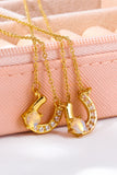 Back to school Horseshoe Shape Copper 14K Gold Plated Pendant Necklace