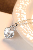 Back to school Heart Lock Pendant 925 Sterling Silver Necklace