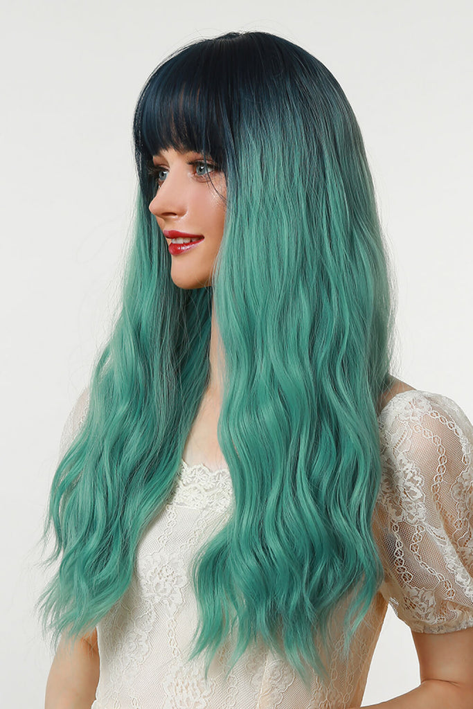 Back to school 13*1" Full-Machine Wigs Synthetic Long Wave 26" in Seafoam Ombre