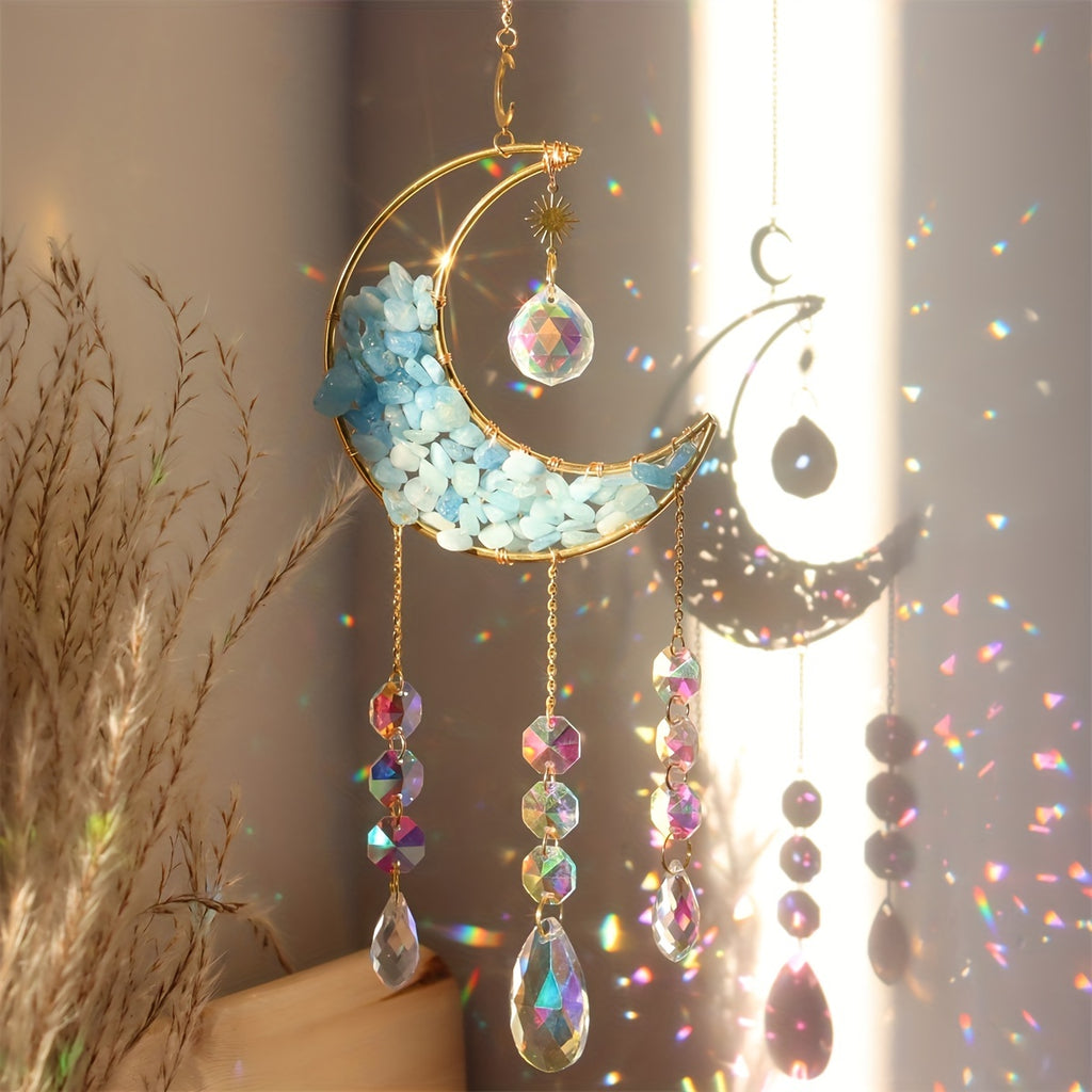 Xpoko - 1pc Rainbow Maker Crystal Suncatcher - Enhance Your Home Decor with Aquamarine, Amethyst, and Obsidian - Perfect for Garden, Yard, Bedroom, Balcony, and Patio