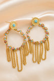 Back to school Beaded Chain Fringe Stainless Steel Earrings