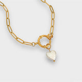 Xpoko 2024 New Woman Necklace Elegant FshionHeart Pearl Necklace