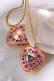 Back to school Rhinestone Decor Heart Box Pendant Necklace