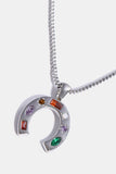 Back to school Inlaid Zircon Pendant Stainless Steel Necklace