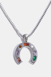 Back to school Inlaid Zircon Pendant Stainless Steel Necklace