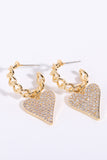 Back to school Zircon Decor Heart C-Hoop Drop Earrings