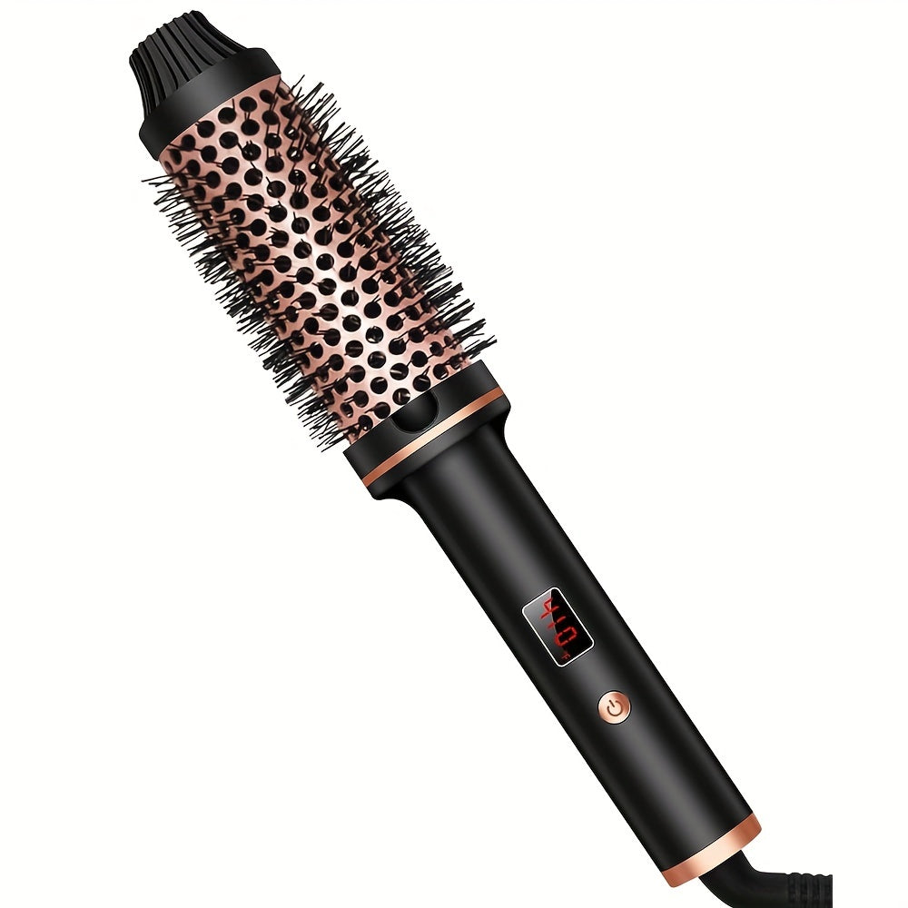 Xpoko Thermal Brush 1.5 In Heated Curling Brush Ceramic Curling Comb Volumizing Brush Curling Iron Dual Voltage Travel Curling Iron With LCD Display 10 Temperatures Heated Round Brush