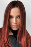 90s lob 13*2" Full-Machine Wigs Synthetic Mid-Length Straight 27"