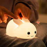 Xpoko - 1pc LED Cute Bunny Night Light, Kawaii Color Changing Super Soft Squishy Silicone Rechargeable Night Light Lamp, A Glowing Rabbit, Birthday Easter Xmas Gift, Used For Camping Party Room Decor