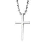 Xpoko 1pc Cross Necklace Silver Titanium Steel Necklace, Personality Fashion Hip Hop Pendant Necklace For Men
